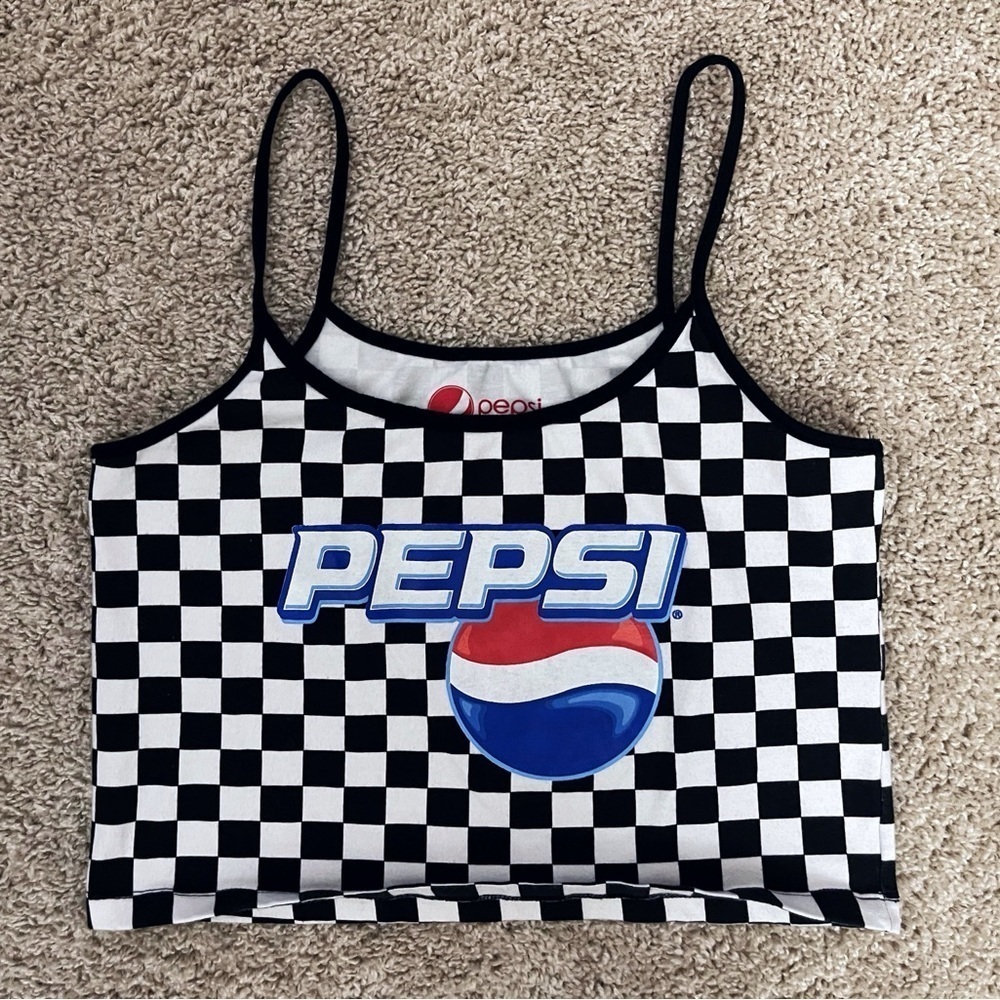 Pepsi Logo Checkered Croptop Festival Summer Rave Skater Grunge - Picture 5 of 6